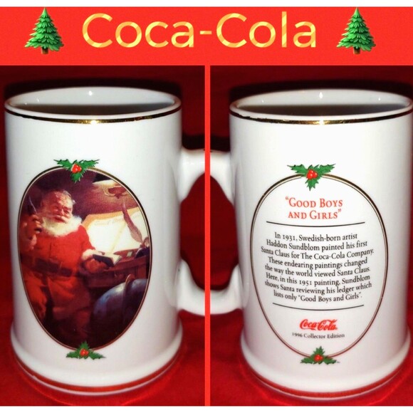 COCA-COLA COKE Vintage Collectible Christmas Tea Cup Mug-Sundblom Santa 1996 - Picture 1 of 7
